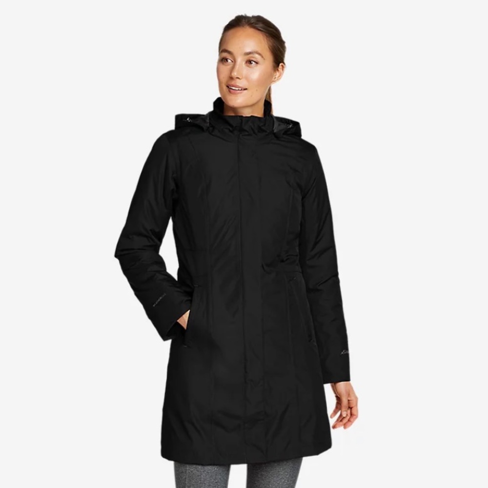 Eddie Bauer Insulated Trench Coat black jacket